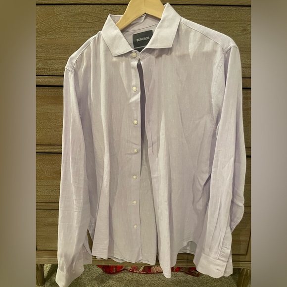 BONOBOS Slim Fit Easy Linen Shirt Size Large - Picture 1 of 3